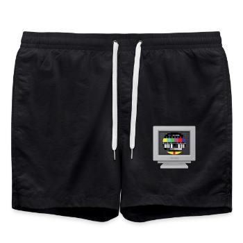 CRT-Design - Kein Signal (Mire) - Badeshorts - Schwarz - Vorne - AI Model Male 185 light (185cm)