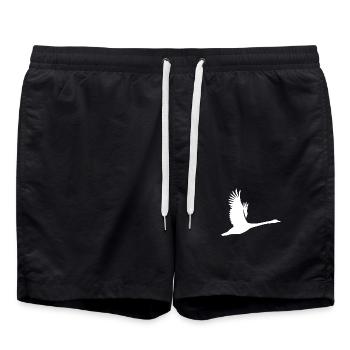 Flying Swan in Tattoo Style - Swim Trunks - black - Front - AI Model Male 185 light (185cm)