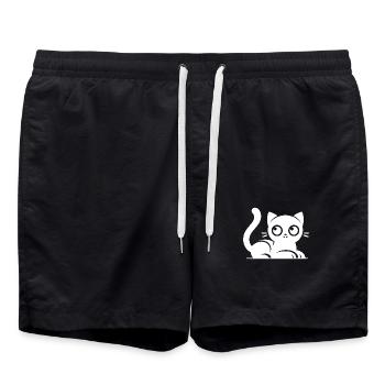 Drôles de chats avec de grands yeux Dessin - Short de bain - noir - Devant - AI Model Male 185 light (185cm)