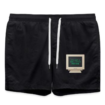 CRT Design - Ich bin kein Bug, ich bin ein Feature - Badeshorts - Schwarz - Vorne - AI Model Male 185 light (185cm)