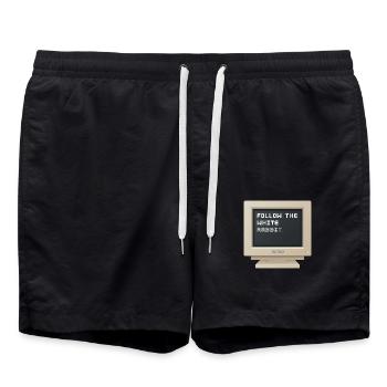 CRT Design - Folgen Sie dem weißen Kaninchen - Badeshorts - Schwarz - Vorne - AI Model Male 185 light (185cm)