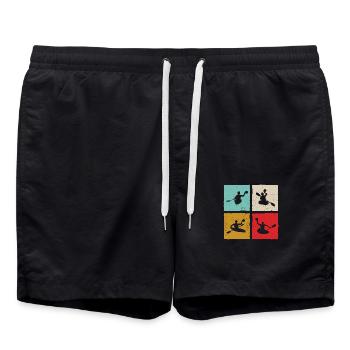 Kanupolo Canoe Polo Spieler Retro Style - Badeshorts - Schwarz - Vorne - AI Model Male 185 light (185cm)