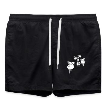 Graffiti Drop Monkey Heads Spray Faces Team - Short de bain - noir - Devant - AI Model Male 185 light (185cm)