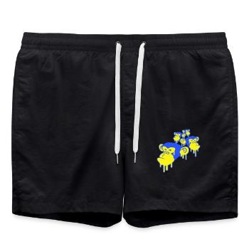 Graffiti Drop Monkey Heads Spray Faces Team - Short de bain - noir - Devant - AI Model Male 185 light (185cm)