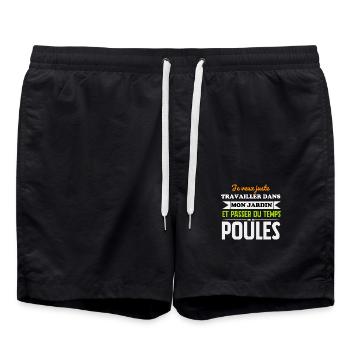 Je veux juste passer du temps avec mes poules - Short de bain - noir - Devant - AI Model Male 185 light (185cm)