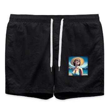 Das Modell am See - Badeshorts - Schwarz - Vorne - AI Model Male 185 light (185cm)