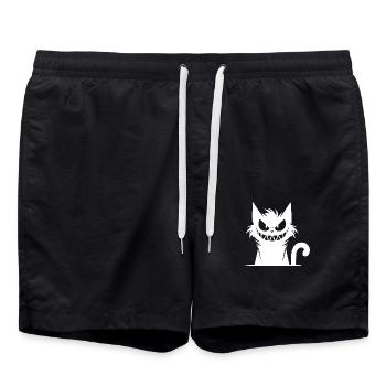 Méchant chat trompeur avec un regard fou - Short de bain - noir - Devant - AI Model Male 185 light (185cm)