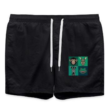 Smile Tiere Affe Känguru Zebra Frosch Halloween - Badeshorts - Schwarz - Vorne - AI Model Male 185 light (185cm)