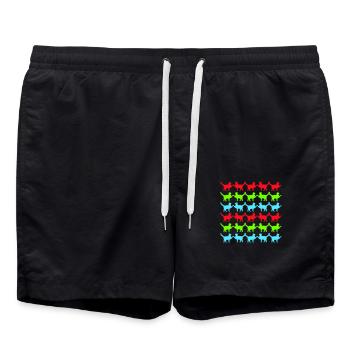 Many Cats Pattern Paws Hands Tail Greeting - Swim Trunks - black - Front - AI Model Male 185 light (185cm)