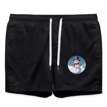 Schneemann in Winterlandschaft - Badeshorts - Schwarz - Vorne - AI Model Male 185 light (185cm)