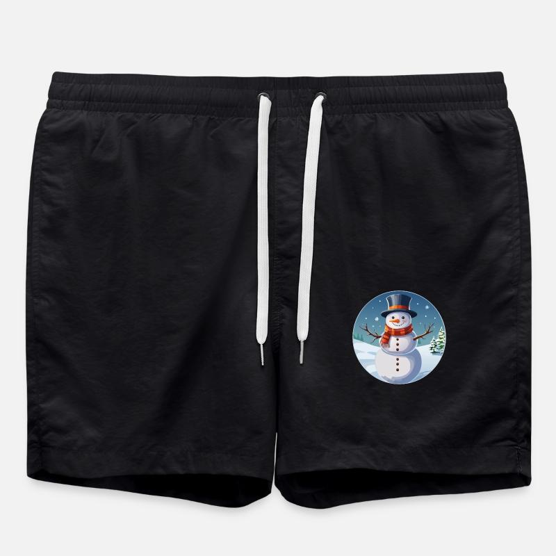 Snowman in winter landscape - Swim Trunks - black