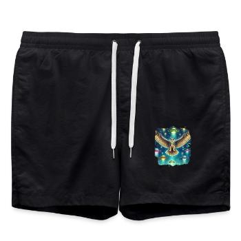 Rencontre avec un OVNI avec un hibou mystique - Short de bain - noir - Devant - AI Model Male 185 light (185cm)