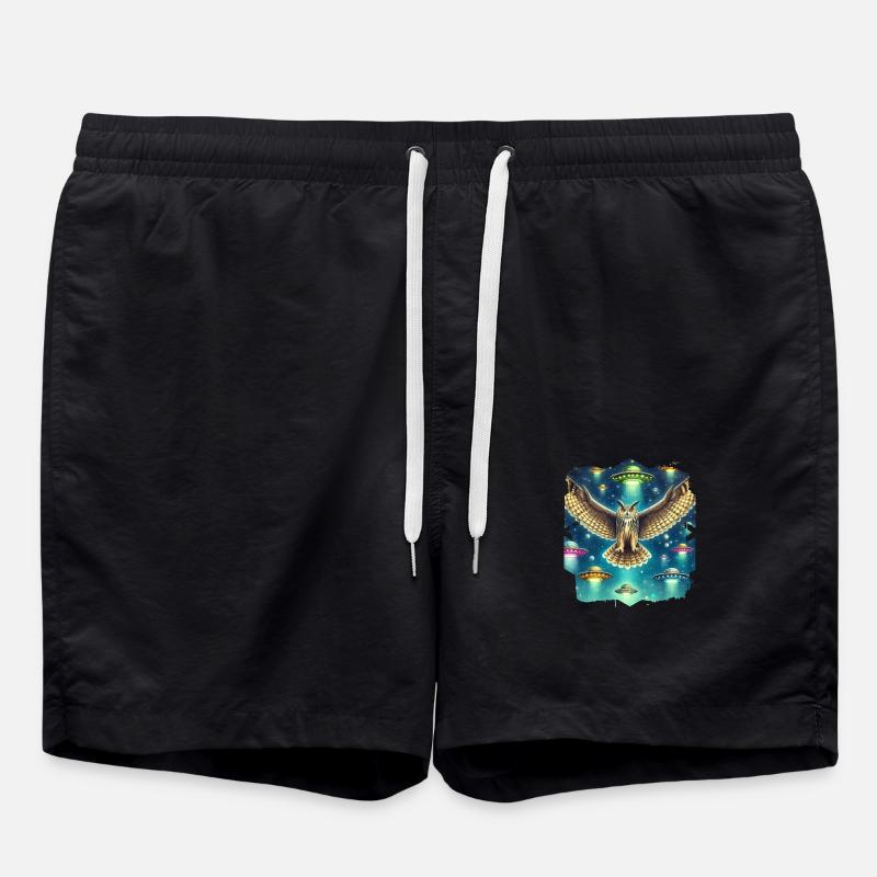 Mystische Eule UFO-Begegnung - Badeshorts - Schwarz