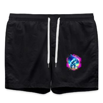Abstrakter Stellar Bär - Badeshorts - Schwarz - Vorne - AI Model Male 185 light (185cm)