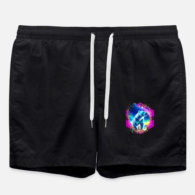 Abstract Stellar Bear - Swim Trunks - black