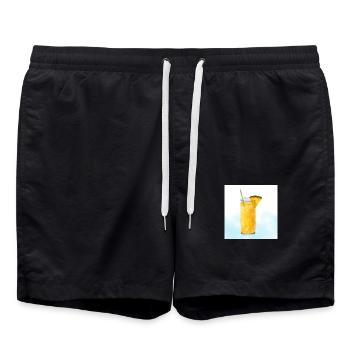 Tropical Pineapple Drink - Watercolour Summer Art - Swim Trunks - black - Front - AI Model Male 185 light (185cm)