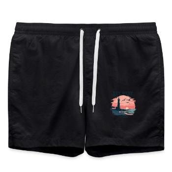 Key West Florida Sunset Lighthouse et Seagulls - Short de bain - noir - Devant - AI Model Male 185 light (185cm)