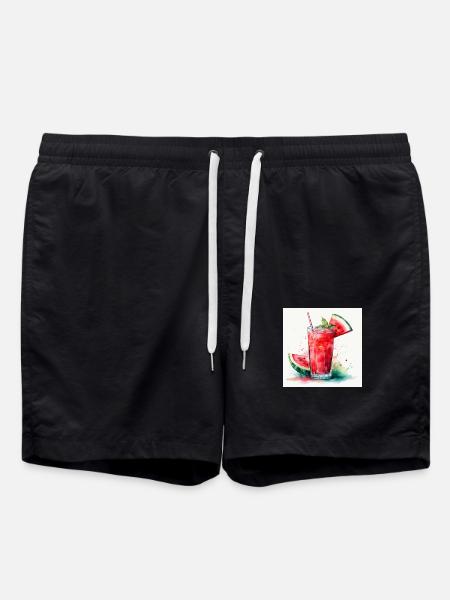 Fresh Watermelon Juice Illustration - Swim Trunks - black