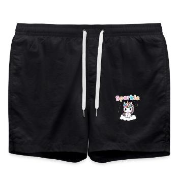Funkelnde Einhorn-Magie für Träumer und Gläubige - Badeshorts - Schwarz - Vorne - AI Model Male 185 light (185cm)