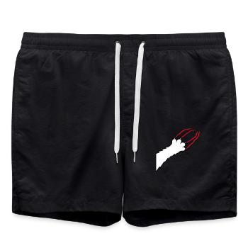 Katzen Klauen Pfote Tatzen Kralle Kratzer Streifen - Badeshorts - Schwarz - Vorne - AI Model Male 185 light (185cm)