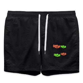 Meow Cat Meow Letters Speech Bubble Text Quote - Swim Trunks - black - Front - AI Model Male 185 light (185cm)