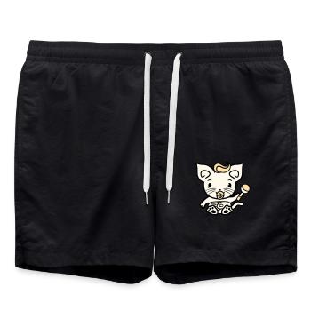 Bébé chat mignon sucette chaton hochet enfant - Short de bain - noir - Devant - AI Model Male 185 light (185cm)
