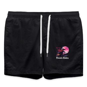 Thick Thighs Broom Rides Halloween Adventure - Swim Trunks - black - Front - AI Model Male 185 light (185cm)