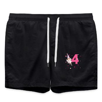 4th Birthday Pink Fairy - Swim Trunks - black - Front - AI Model Male 185 light (185cm)