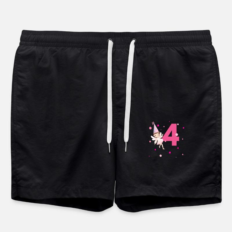 4th Birthday Pink Fairy - Swim Trunks - black