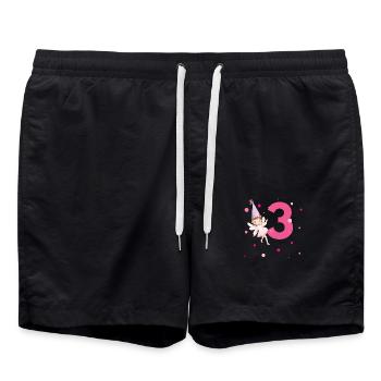 3rd birthday pink fairy - Swim Trunks - black - Front - AI Model Male 185 light (185cm)