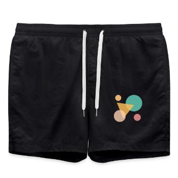 Modern Abstract Geometric - Swim Trunks - black - Front - AI Model Male 185 light (185cm)