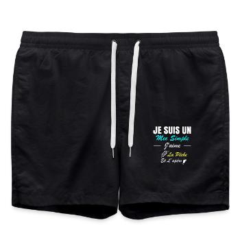 Ich bin ein einfacher Kerl, ich mag Angeln und Aperitifs - Badeshorts - Schwarz - Vorne - AI Model Male 185 light (185cm)