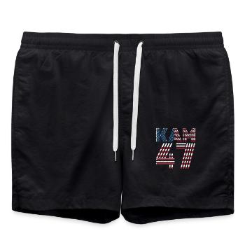 Kam 47 Kamala Harris Präsidentin USA Amerika 2024 - Badeshorts - Schwarz - Vorne - AI Model Male 185 light (185cm)