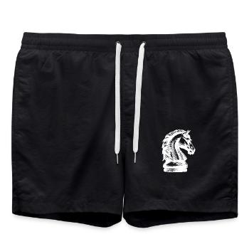 Schachspiel Schachfigur Springer Pferd - Badeshorts - Schwarz - Vorne - AI Model Male 185 light (185cm)