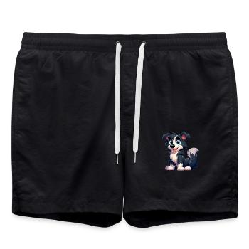 Border Collie 6 - Swim Trunks - black - Front - AI Model Male 185 light (185cm)