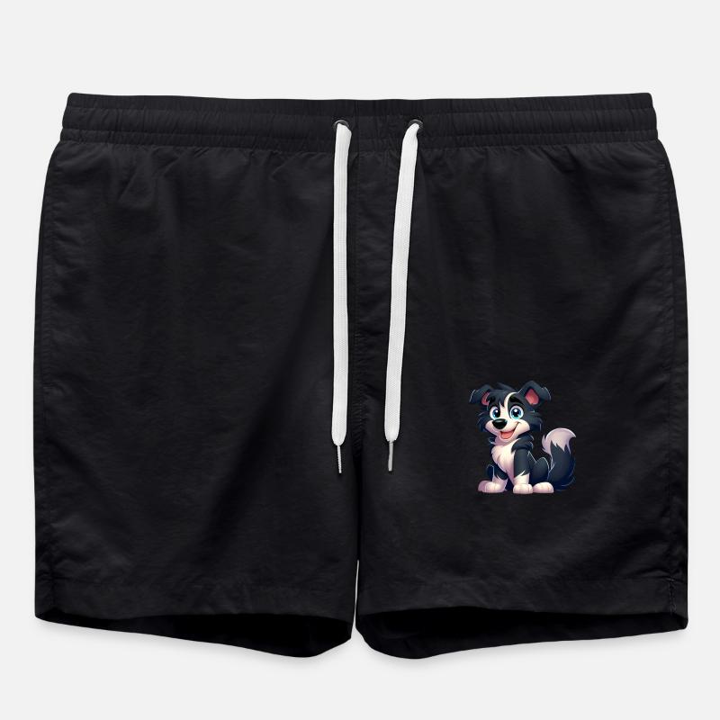 Border Collie 6 - Badeshorts - Schwarz