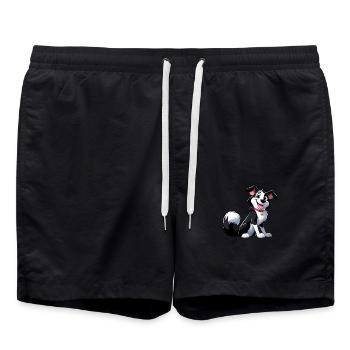 Border Collie 5 - Swim Trunks - black - Front - AI Model Male 185 light (185cm)