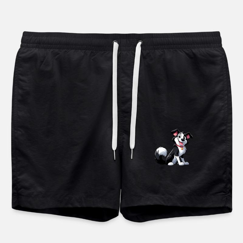 Border Collie 5 - Swim Trunks - black