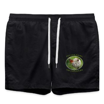 Hummel Schmetterling Distel Insekten auf Blüte - Badeshorts - Schwarz - Vorne - AI Model Male 185 light (185cm)