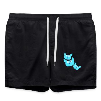 3 chats confus à l’air curieux Drôle de grimace - Short de bain - noir - Devant - AI Model Male 185 light (185cm)