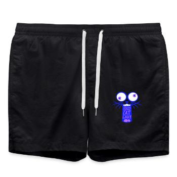 Crazy Cat Lady Text Insane Woman Cats Love - Swim Trunks - black - Front - AI Model Male 185 light (185cm)