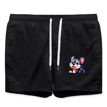 Französische Bulldogge 7 - Badeshorts - Schwarz - Vorne - AI Model Male 185 light (185cm)