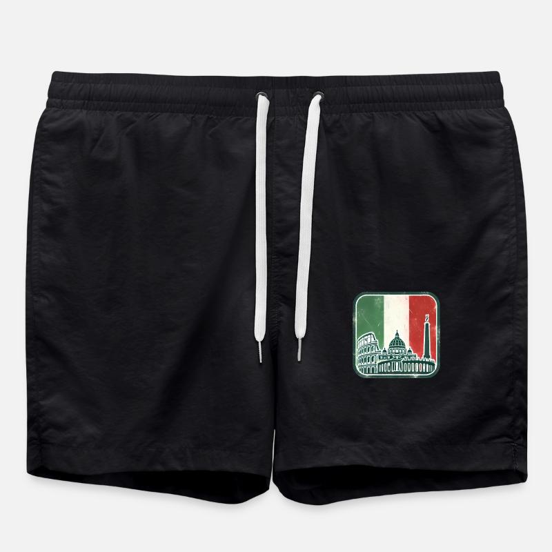 Drapeau Italien Monuments Silhouette - Short de bain - noir