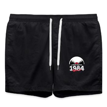 Limitierte Auflage 1984 Klassisches Vinyl - Badeshorts - Schwarz - Vorne - AI Model Male 185 light (185cm)