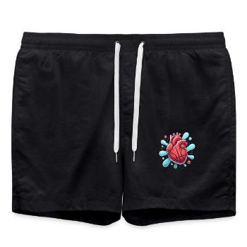Heart Basketball Splash Graphic - Swim Trunks - black - Front - AI Model Male 185 light (185cm)