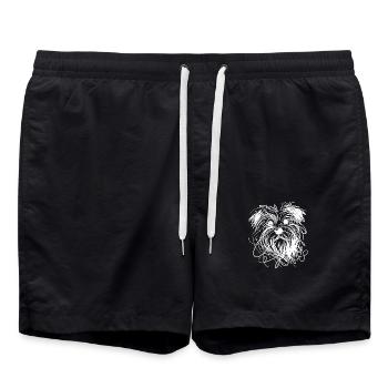 Wild Tattoo Chien Croquis Mignon Chien Visage - Short de bain - noir - Devant - AI Model Male 185 light (185cm)