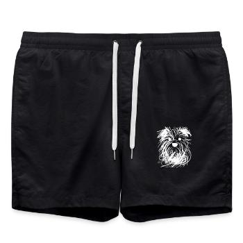 Kreatives Hundeporträt mit chaotischen Linien - Badeshorts - Schwarz - Vorne - AI Model Male 185 light (185cm)