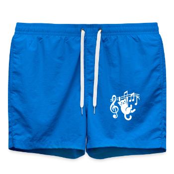 Kleine freche Musik Katze lustige Noten Katzen - Badeshorts - Cobalt blue - Vorne