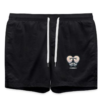 HeartShaped Boxing Gloves Design - Swim Trunks - black - Front - AI Model Male 185 light (185cm)