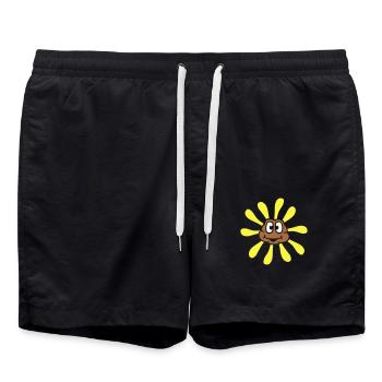 Petit tournesol fleur de soleil visage heureux - Short de bain - noir - Devant - AI Model Male 185 light (185cm)